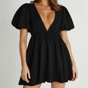 Myra puff sleeve linen dress